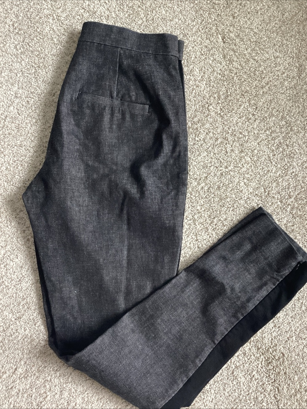 Banana Republic Womens Grey Tuxedo Pants Black Satin Side Stripe Petite 2P